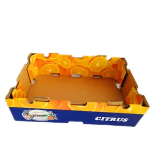Caja de cartón de embalaje de frutas y verduras troquelada de cartón corrugado apilable impreso de color personalizado de alta calidad