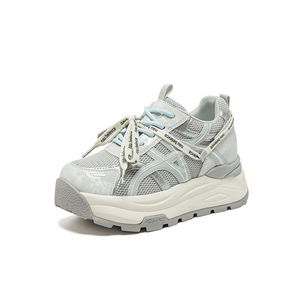 Women's Breathable Mesh <b>White</b> Sneakers 2026 Summer 10CM Platform Thick Sole Built in <b>Heel</b> Casual Sporty Low Top Sneakers - Product Image 2