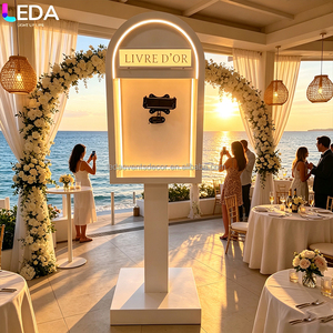 LEDA <span class=keywords><strong>Livre</strong></span> d'or audio de mariage, borne photo avec arche lumineuse LED et support de téléphone pour la décoration d'événements de mariage - Product Image 1
