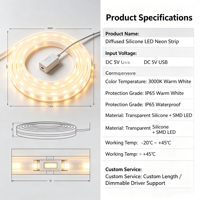 Ruban LED Diffuseur SMD2835 Haute Luminosité Anti-Éblouissement Éclairage Sans Ombre Longueur Personnalisée Puissance (30W-400W) AC 85-265V Commercial