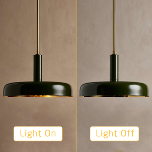 Lampada a Sospensione LED Industriale Mid-century, Stile Americano Moderno Retrò, Verde Scuro Circolare, per Sala da Pranzo - Product Image 4