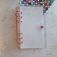 Vente en gros Anneau en or de stockage de trésorerie Fermeture à bouton-pression Transparent A5 A6 Budget Couverture en plastique Reliure à feuilles mobiles Reliure en PVC transparent