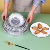 Boîte à lunch jetable ronde en aluminium argenté résistante aux hautes températures