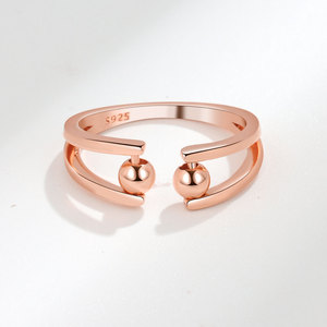 Anillos giratorios minimalistas antiestrés con cuentas, ajustables, de cobre chapado en oro, antideslustre, joyería de moda para la ansiedad. - Product Image 4