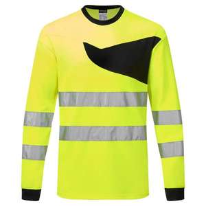 PORTWEST - PW221YBRXL PW2 <b>Hi</b>-<b>Vis</b> <b>T</b>-<b>Shirt</b> L/S, Yellow/Black - EAN 5036108413300 <b>HI</b>-<b>VIS</b> WORKWEAR - Product Image 1
