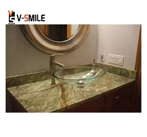 Marbre vert forêt tropicale, bonne qualité, luxe, dalle facile à poser, placage de granit <span class=keywords><strong>Armani</strong></span>, dalles de salle de bain, plan de toilette vert forêt tropicale - Product Image 1