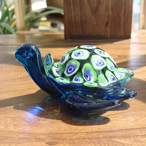 Hand Blown Glass Animal Murano Style Hand Blown Solid Color Glass Turtle Sea Animal Figurines