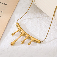 Nouveauté : Colliers pendentifs irréguliers en acier inoxydable plaqué or 18 carats, motif goutte de lave, avec chaîne à maillons, pour cadeau unisexe