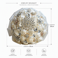 Buket Pengantin Mawar Satin Mutiara Kristal Vintage Buatan Tangan, Bunga Tangan Pernikahan, Hadiah Pernikahan, Buket Pernikahan Buatan