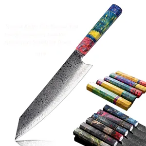 8 inç şam mutfak bıçağı el yapımı VG10 japon Kiritsuke mutfak bıçağı Gyuto hediye kutusu + kılıf sıcak şam çelik şef bıçağı