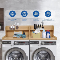 Protection murale double niveau en bois pour lave-linge et sèche-linge avec rails de bordure, couvercle supérieur pour lave-linge