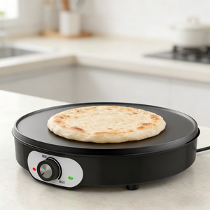 Machine à crêpes et à gaufres à température réglable et plaque fixe, avec indicateur d'alimentation et de prête à l'emploi - Product Image 5