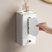Boîte à mouchoirs murale moderne et simple en plastique sans perçage, multi-usage, avec rangement supérieur pour salle de bain et toilettes, pour ranger les mouchoirs en papier