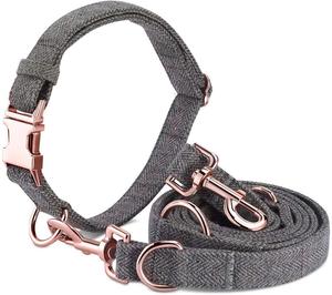 Personalizzata In Oro Rosa Fibbia In Metallo Tweed guinzaglio Del Cane con il collare di Corrispondenza, fatto a mano di Cacca di Cane Supporto del Sacchetto Oro Rosa in <span class=keywords><strong>tessuto</strong></span> tweed - Product Image 4