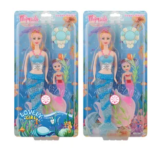 Con IC Regalo divertido flash 11,5 pulgadas muñecas de juguete de sirena de plástico para niña
