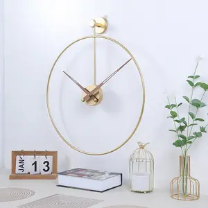 최고의 판매 큰 금속 벽 시계 장식 사용자 정의 현대 럭셔리 원형 벽 마운트 시계
