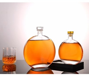 250ml 500ml phẳng Vòng chai rượu thủy tinh với nút chai tự nhiên Stopper cho whisky, rượu mạnh, rượu vang đá, nước giải khát bao bì - Product Image 5