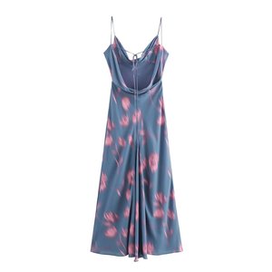 <span class=keywords><strong>Été</strong></span> 2024 Beach Print Slip Maxi Women Dress Thin Straps Evening Sexy Backless Long Dresses - Product Image 5