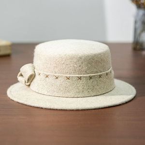 A042806 100% Wool Elegant Top Hat with Bow Knot Adjustable Fit Unisex Four Seasons Business Party Outdoor Travel Hat - Product Image 1