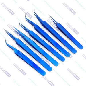 Lot de 7 pinces à épiler en acier inoxydable de haute qualité à pointe fine, revêtement couleur titane, pointes droites et courbes incluses - Product Image 5