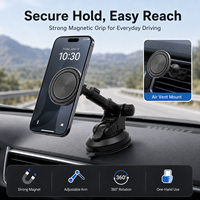 Support magnétique incurvé pour téléphone de voiture à ventouse, rotation stable à 360 degrés, hauteur réglable, tête texturée circulaire pour pare-brise