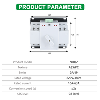 Interrupteur de transfert automatique 63A 2P CB pour systèmes photovoltaïques, protection contre les courts-circuits 5KA, monophasé 230V, altitude 2000M, certifié CE