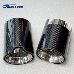 ปลายท่อไอเสียแบบเดี่ยวขนาด 120 มม. สำหรับ BMW ทำจากคาร์บอนไฟเบอร์แท้และสแตนเลสสตีล สีเงิน/ดำ สำหรับตกแต่งรถยนต์ - Product Image 2