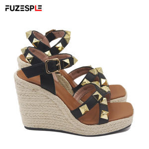 Sandalias de cuña de lino de talla grande para mujer, <span class=keywords><strong>alpargatas</strong></span> de estilo pescador romano, <span class=keywords><strong>alpargatas</strong></span> con aumento de altura, sandalias de cuña para mujer - Product Image 5
