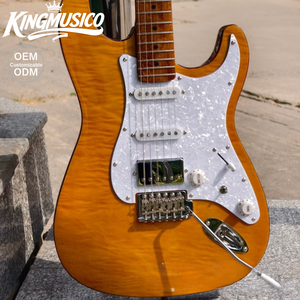 <span class=keywords><strong>Guitarra</strong></span> Eléctrica Flame Tiger Veneer con Interruptor Mini Coil Split |   Pastillas S-S-H Alnico, Diapasón de Arce Carbonizado - Product Image 2