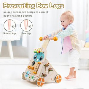 Andador de madera educativo para bebés, juguete de actividad, carrito de empuje con forma de león - Product Image 3