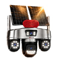 Caméra solaire Wistino 16W à double panneau solaire, 12000mAh, carte SIM 4G, quatre objectifs, quatre écrans, 3PTZ, double haut-parleur, alarme, caméra solaire AOV