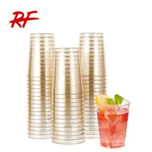 12 oz rõ ràng ly nhựa Tumblers long lanh dùng một lần cưới thanh lịch Vàng nhựa Đảng ly