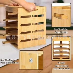 Ensemble de spatules à pizza en bambou avec support 33x33x41cm pour le rangement et le service en cuisine - Product Image 4