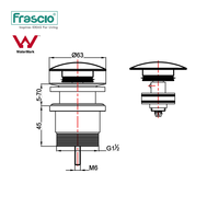 Frascio, marca de agua de latón, cromado, redondo, superventas, artículos sanitarios, lavabo, fregadero, desagüe emergente, tapón de drenaje de fácil instalación