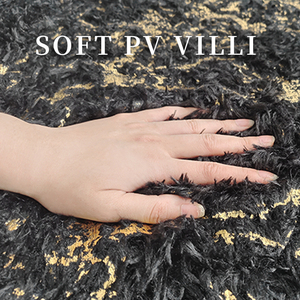 Tappeti antiscivolo per capelli lunghi stampati in pelliccia sintetica dorata tappeti per soggiorno - Product Image 6