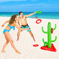 Jeu de lancer d'anneaux gonflables en PVC OEM en forme de cactus avec cible, jouets de piscine aquatiques pour enfants et adultes