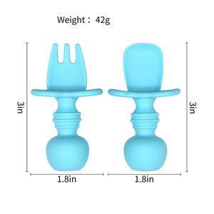 Ensemble de couverts de voyage en silicone pour bébé, cuillère et fourchette portables, étui hygiénique, repas nomades, accessoires pour nourrissons et tout-petits - Product Image 2