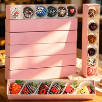Boîte en papier personnalisée pour chocolat et fraises, qualité alimentaire, avec fenêtre transparente intégrale en PET, emballage pour desserts, bonbons et biscuits