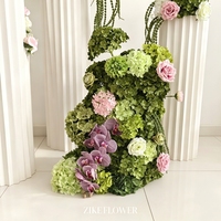 Colonne florale artificielle ZIKE FLOWER, orchidée papillon rose et verte, arrangement floral pour allée de mariage, décoration d'événements en colonne plissée