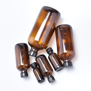 Vente en gros vide 2oz 4oz 8oz 16oz 32oz Amber Boston Bouteilles rondes en verre avec bouchon phénolique - Product Image 2