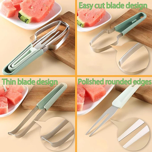 Wholesale Watermelon Cutter Slicer Stainless Steel Fork <b>Tool</b> <b>Fruit</b> Carving <b>Tools</b> Set for - Product Image 5