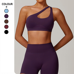 Nouveau 2025 Soutien-gorge de sport à une épaule, dos élégant, effet seconde peau, séchage rapide, extensible, pour yoga, course, gym, grandes tailles - Product Image 1