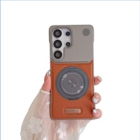 Étui de téléphone magnétique en cuir PU pour Samsung Galaxy S26 Ultra 360 °   Support rotatif pour téléphone avec lumière, parfum, protection antichoc et refroidissement