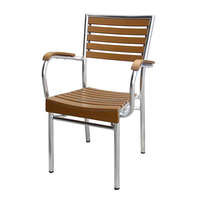 Chaises de salle à manger en bois de restaurant accoudoir de café bistrot en aluminium empilable en usine