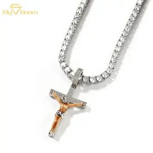 Vente en gros acier inoxydable Crucifix Jésus Croix Pendentif Collier Religieux Chrétien Croix Charme Colliers