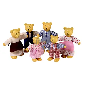 Wooden Dolls Bear Family