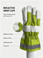 Guantes de Trabajo de Cuero Premium, Transpirables, Impermeables, de Alta Visibilidad, para Exteriores, de Dedo Completo, para Construcción, Trabajo Utilitario y Deportes