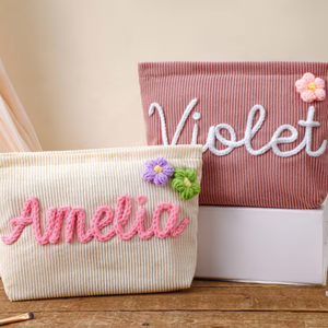 Uionen Personalized Custom Name Lettered Corduroy <b>Large</b> Capacity Handbag Storage <b>Bag</b> Portable <b>Toiletry</b> <b>Bag</b> - Product Image 3