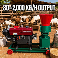 Granulateur d'aliments pour bétail à moteur diesel pour les ranchs du Brésil, du Mexique et de la Colombie, fabrication mobile d'aliments à base d'herbe et de maïs