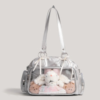Sac à bandoulière transparent en PU de style japonais et coréen, grande capacité, avec fermeture éclair, sac à main à bandoulière, deux sangles pour un usage quotidien